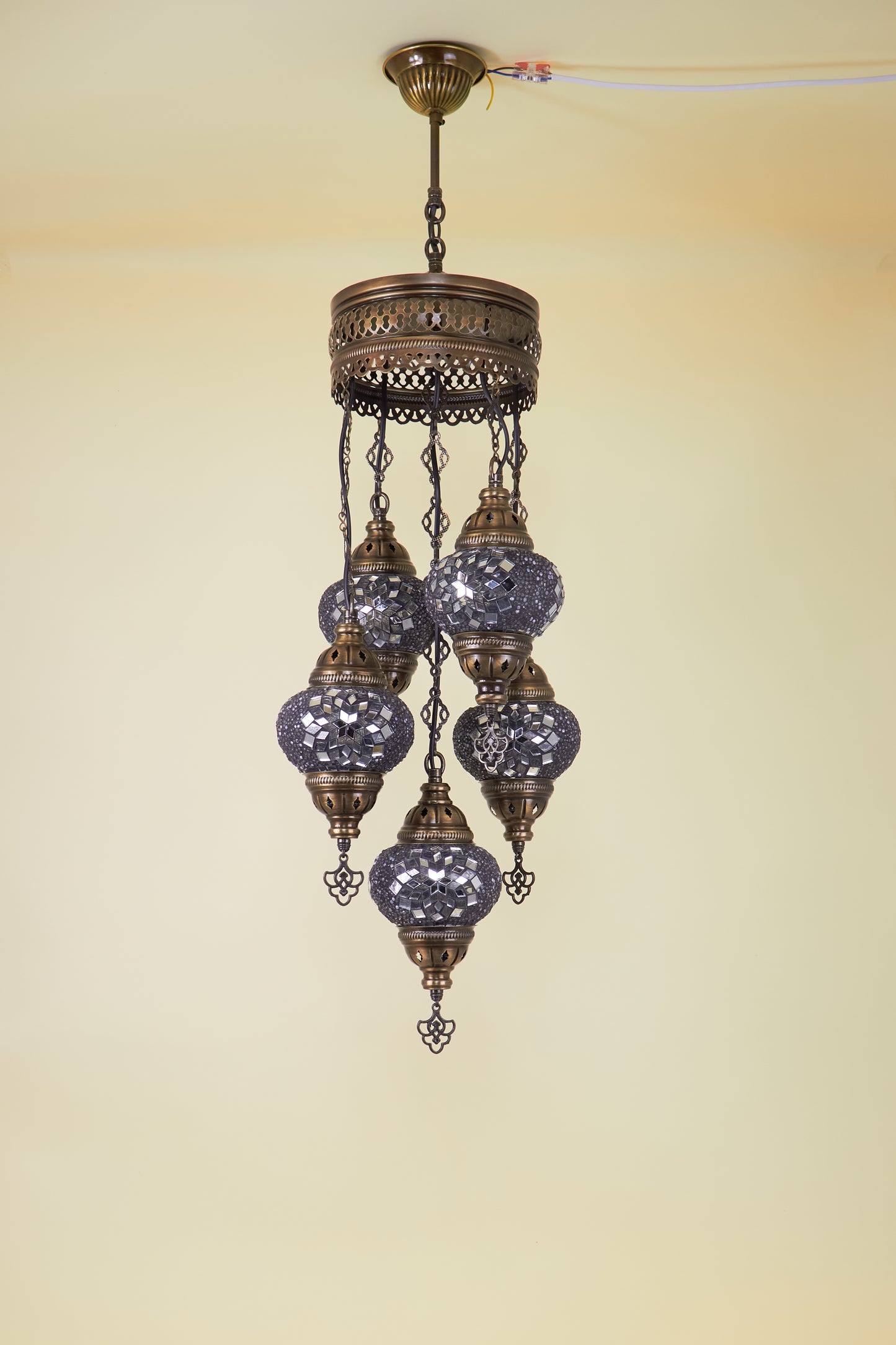 Mozaïek Kroonluchter 5 Bollen S – Black Diamond | Cluster