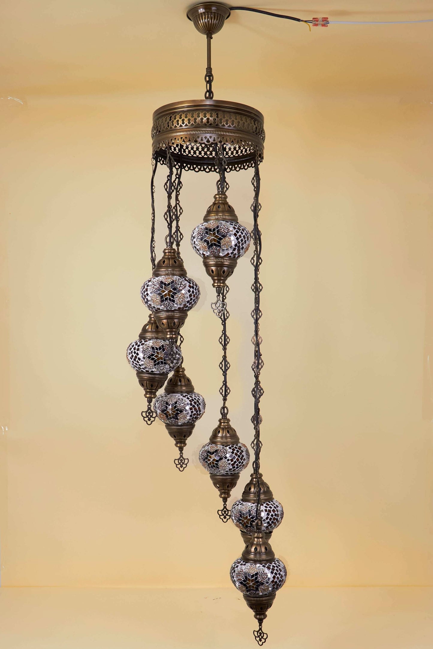 Mozaïek Kroonluchter 7 Bollen S – Star Cascade | Spiraal