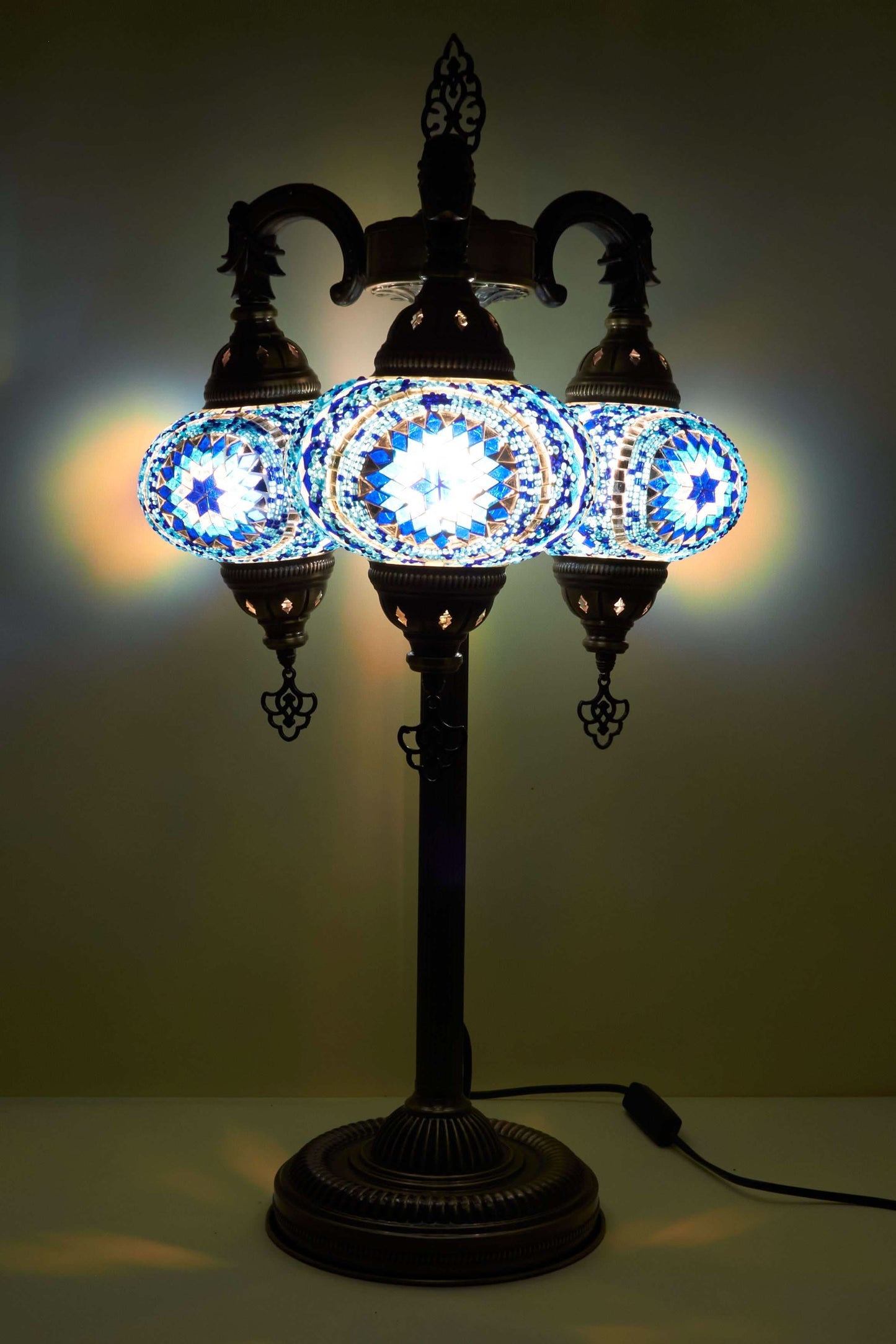 Mozaïek Vloerlamp 3 Bollen M – Blue Sultan