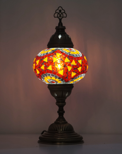 L | Rood/Oranje Handgemaakte Mozaïek Tafellamp - JZ Handmade