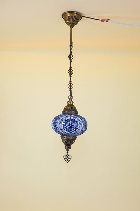 Mozaïek Hanglamp M – Blue Diamond – Handgemaakte lamp – JZ Handmade – J&Z Handmade