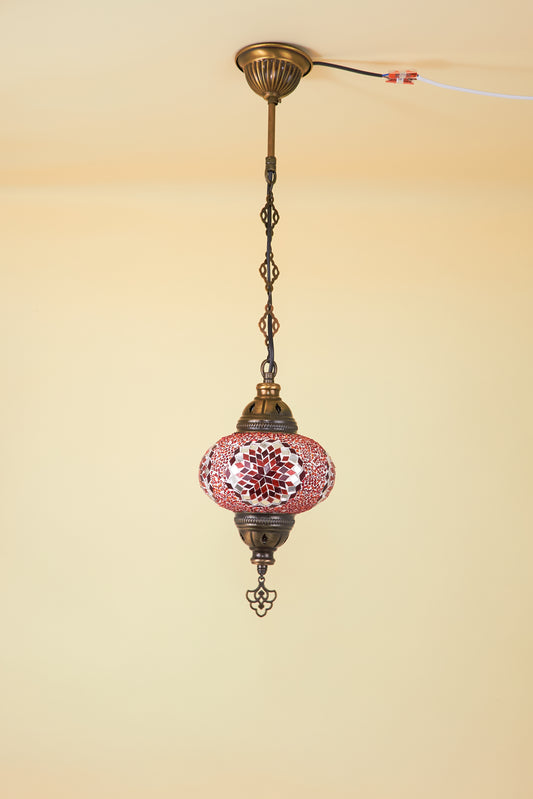 Mozaïek Hanglamp M – Ruby Blaze – Handgemaakte lamp – JZ Handmade – J&Z Handmade