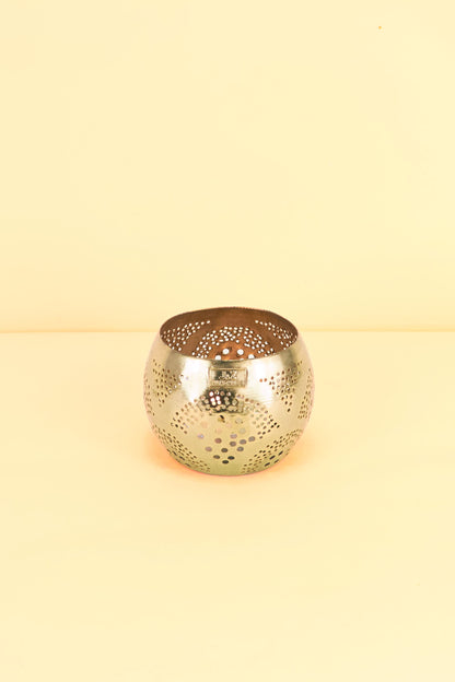 Metalen Kandelaar Bolvorm – Golden Mirage