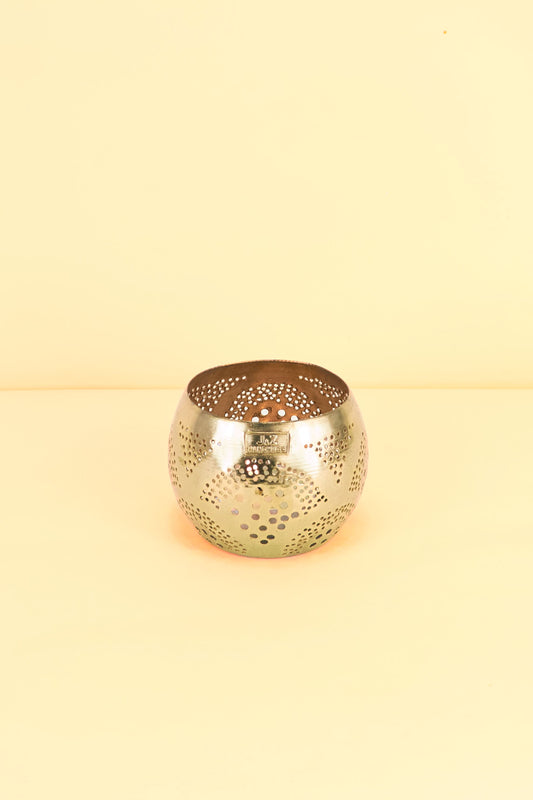 Metalen Kandelaar Bolvorm – Golden Mirage