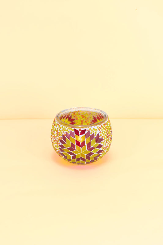 Mozaïek Kandelaar M – Rood & Goud